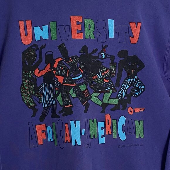 VTG 1993 Active Image HBCU University of African American Purple Crewneck Sz XL - Picture 3 of 5